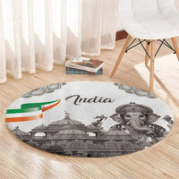 India Ganesha and Akshardham Round Carpet Lord Ganpati Lotus Flag Style - Wonder Print Shop