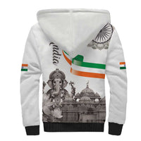 India Ganesha and Akshardham Sherpa Hoodie Lord Ganpati Lotus Flag Style - Wonder Print Shop