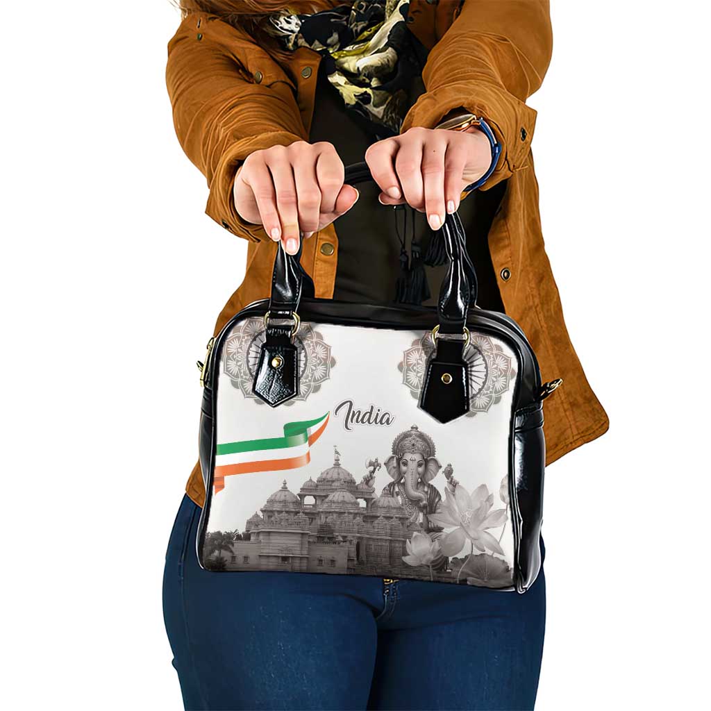 India Ganesha and Akshardham Shoulder Handbag Lord Ganpati Lotus Flag Style - Wonder Print Shop