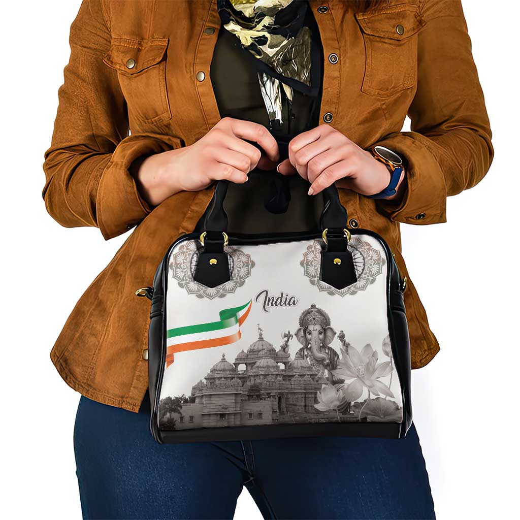 India Ganesha and Akshardham Shoulder Handbag Lord Ganpati Lotus Flag Style - Wonder Print Shop