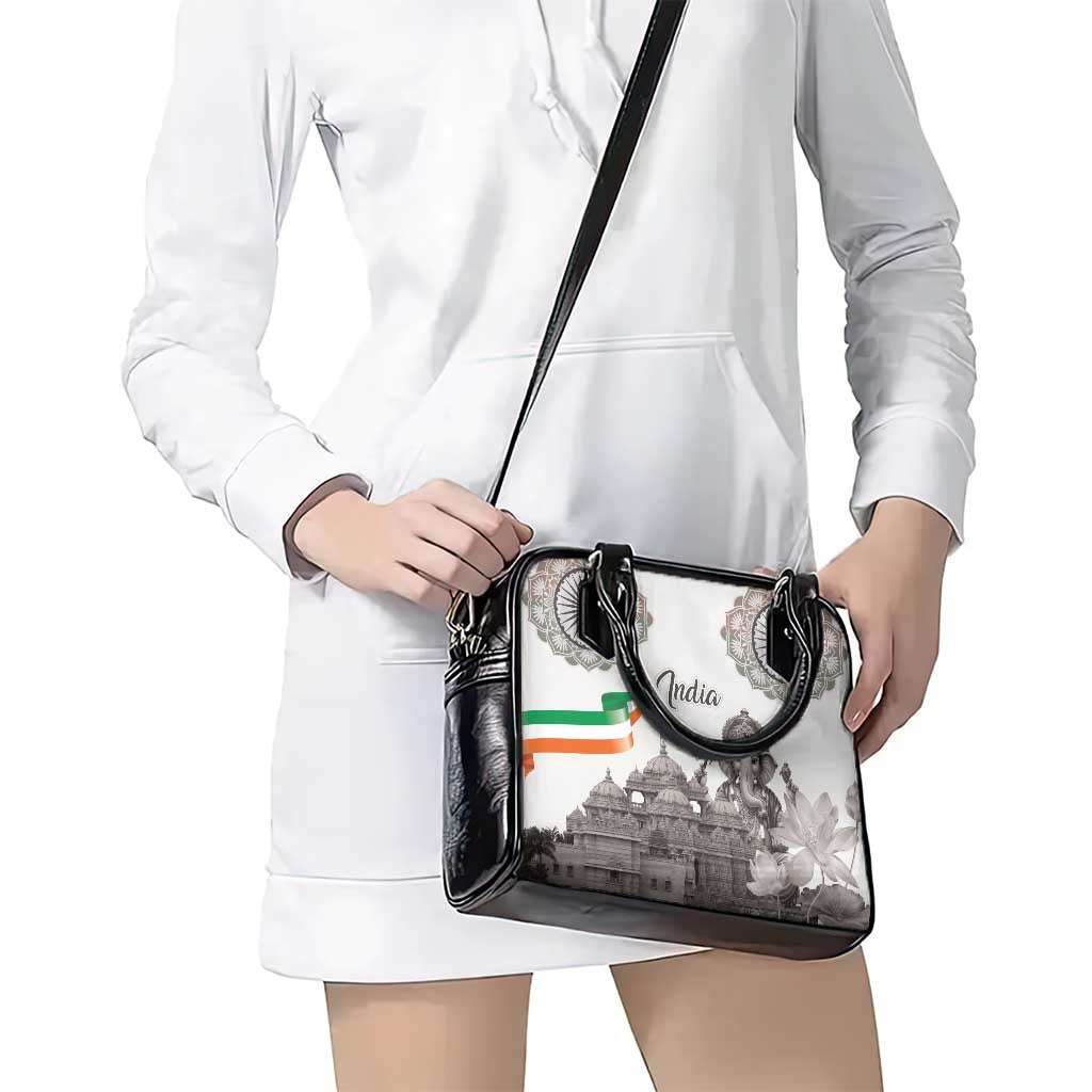 India Ganesha and Akshardham Shoulder Handbag Lord Ganpati Lotus Flag Style - Wonder Print Shop