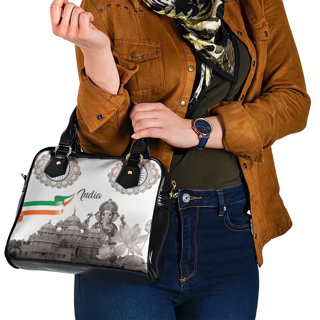 India Ganesha and Akshardham Shoulder Handbag Lord Ganpati Lotus Flag Style - Wonder Print Shop