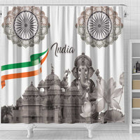 India Ganesha and Akshardham Shower Curtain Lord Ganpati Lotus Flag Style - Wonder Print Shop
