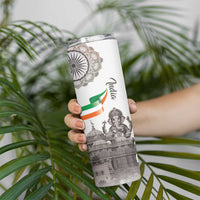 India Ganesha and Akshardham Skinny Tumbler Lord Ganpati Lotus Flag Style - Wonder Print Shop