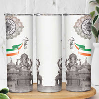 India Ganesha and Akshardham Skinny Tumbler Lord Ganpati Lotus Flag Style - Wonder Print Shop