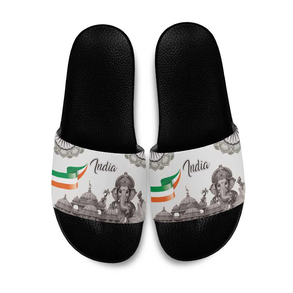 India Ganesha and Akshardham Slide Sandals Lord Ganpati Lotus Flag Style - Wonder Print Shop