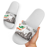 India Ganesha and Akshardham Slide Sandals Lord Ganpati Lotus Flag Style - Wonder Print Shop