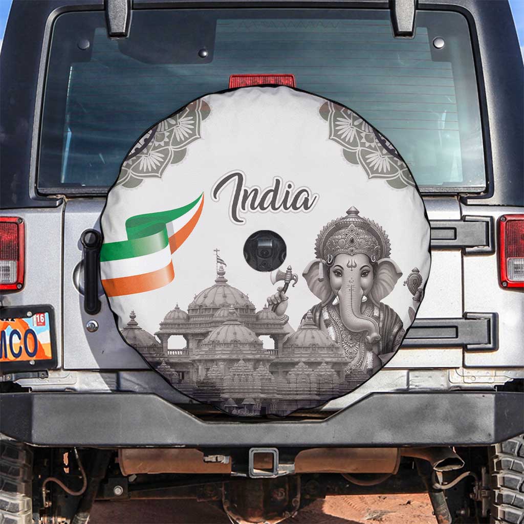 India Ganesha and Akshardham Spare Tire Cover Lord Ganpati Lotus Flag Style - Wonder Print Shop