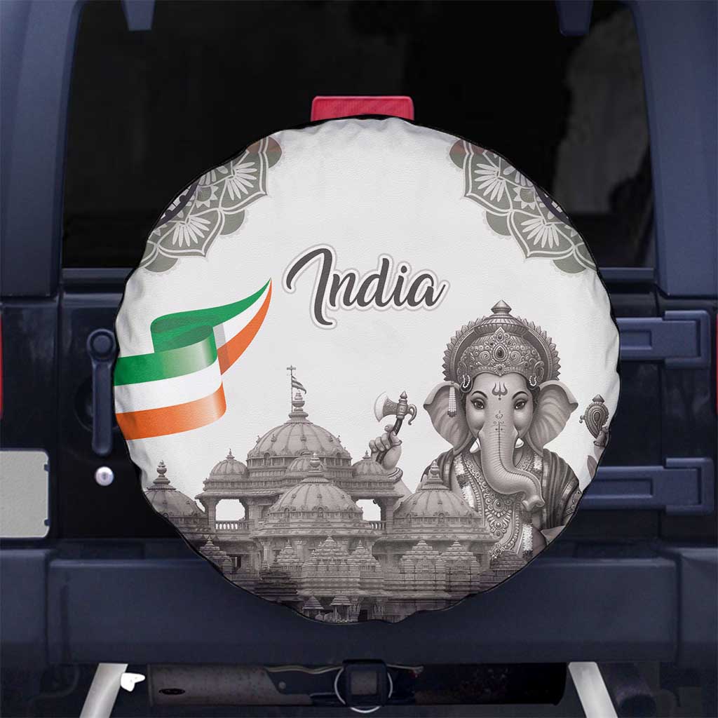 India Ganesha and Akshardham Spare Tire Cover Lord Ganpati Lotus Flag Style - Wonder Print Shop