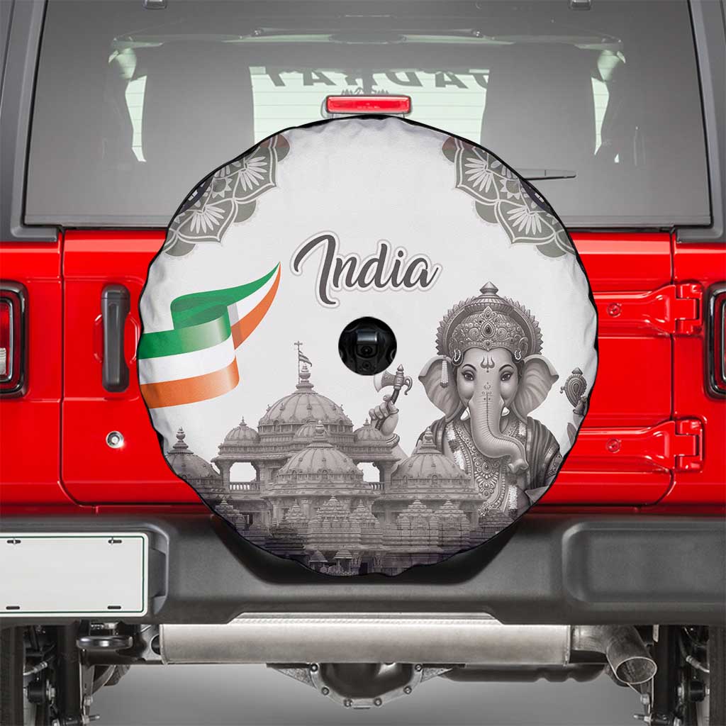 India Ganesha and Akshardham Spare Tire Cover Lord Ganpati Lotus Flag Style - Wonder Print Shop