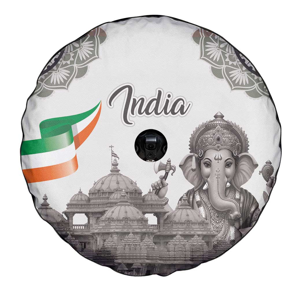 India Ganesha and Akshardham Spare Tire Cover Lord Ganpati Lotus Flag Style - Wonder Print Shop