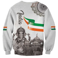 India Ganesha and Akshardham Sweatshirt Lord Ganpati Lotus Flag Style - Wonder Print Shop