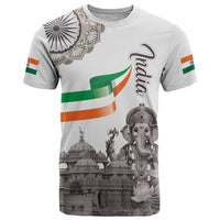 India Ganesha and Akshardham T Shirt Lord Ganpati Lotus Flag Style - Wonder Print Shop