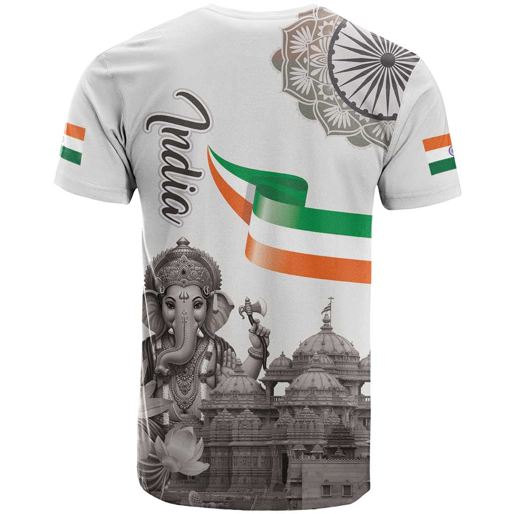 India Ganesha and Akshardham T Shirt Lord Ganpati Lotus Flag Style - Wonder Print Shop