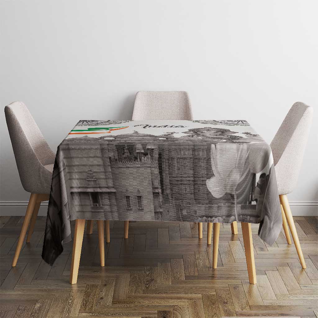 India Ganesha and Akshardham Tablecloth Lord Ganpati Lotus Flag Style - Wonder Print Shop