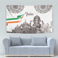 India Ganesha and Akshardham Tapestry Lord Ganpati Lotus Flag Style - Wonder Print Shop