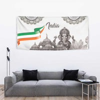 India Ganesha and Akshardham Tapestry Lord Ganpati Lotus Flag Style - Wonder Print Shop