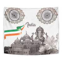 India Ganesha and Akshardham Tapestry Lord Ganpati Lotus Flag Style - Wonder Print Shop