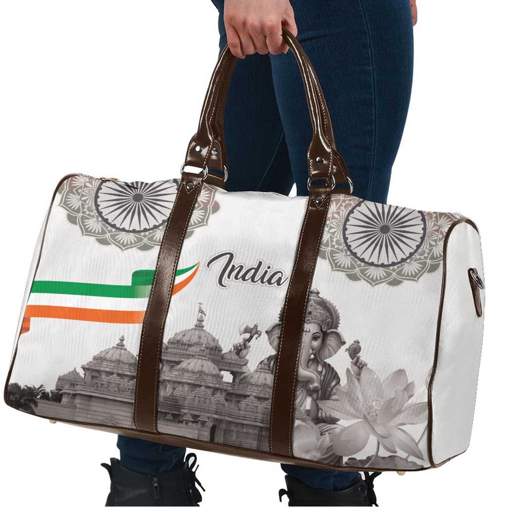 India Ganesha and Akshardham Travel Bag Lord Ganpati Lotus Flag Style - Wonder Print Shop