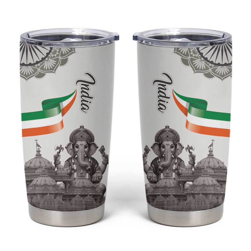 India Ganesha and Akshardham Tumbler Cup Lord Ganpati Lotus Flag Style - Wonder Print Shop