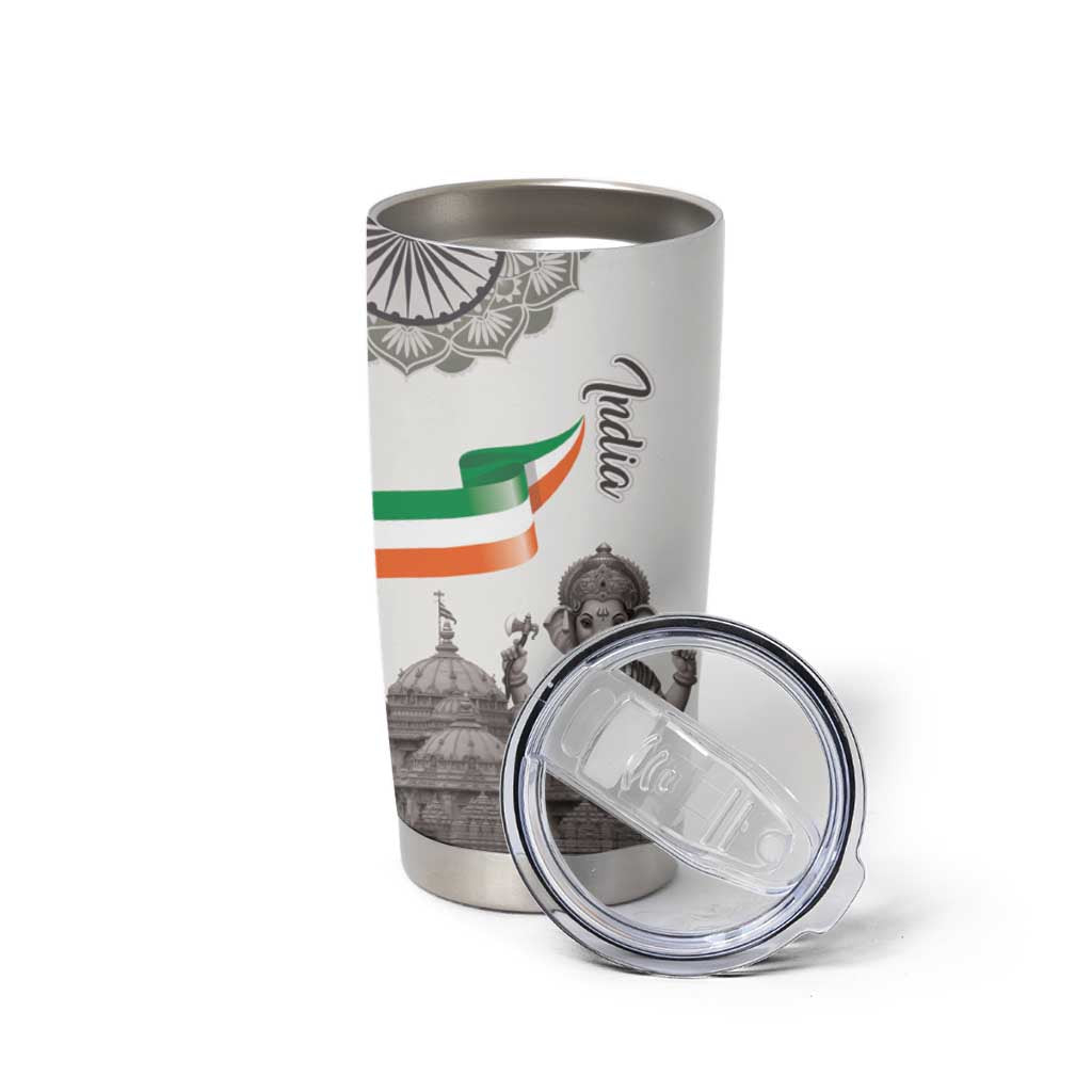 India Ganesha and Akshardham Tumbler Cup Lord Ganpati Lotus Flag Style - Wonder Print Shop