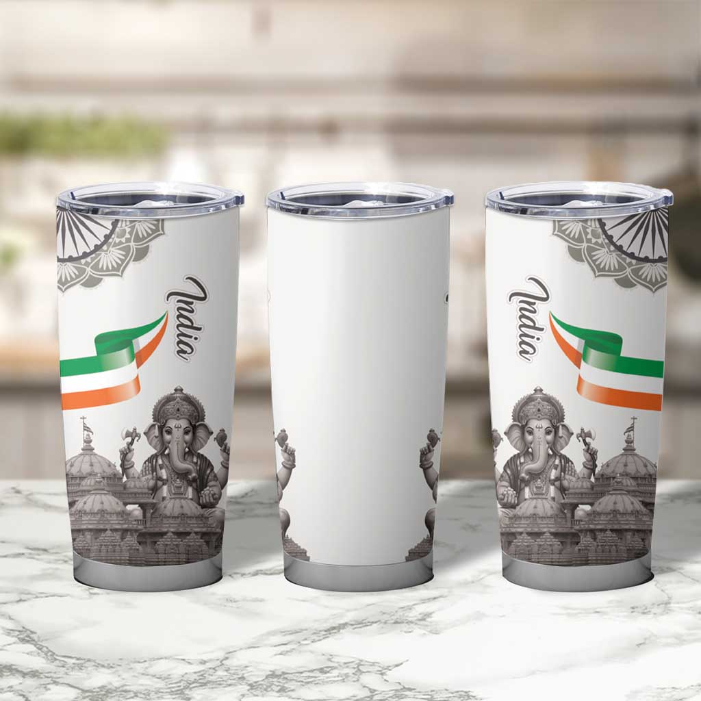 India Ganesha and Akshardham Tumbler Cup Lord Ganpati Lotus Flag Style - Wonder Print Shop