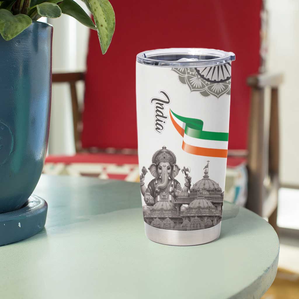 India Ganesha and Akshardham Tumbler Cup Lord Ganpati Lotus Flag Style - Wonder Print Shop