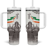 India Ganesha and Akshardham Tumbler With Handle Lord Ganpati Lotus Flag Style - Wonder Print Shop