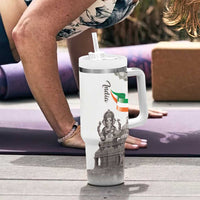 India Ganesha and Akshardham Tumbler With Handle Lord Ganpati Lotus Flag Style - Wonder Print Shop
