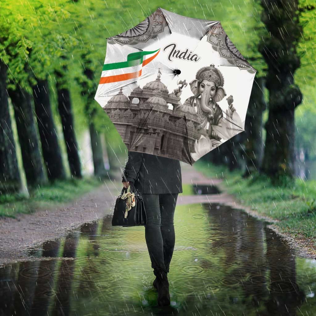 India Ganesha and Akshardham Umbrella Lord Ganpati Lotus Flag Style - Wonder Print Shop