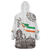 India Ganesha and Akshardham Wearable Blanket Hoodie Lord Ganpati Lotus Flag Style - Wonder Print Shop