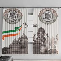 India Ganesha and Akshardham Window Curtain Lord Ganpati Lotus Flag Style - Wonder Print Shop