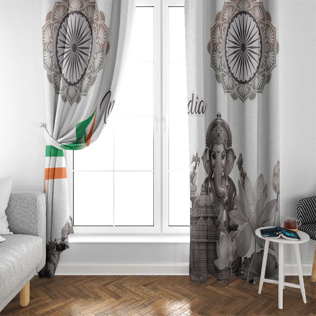 India Ganesha and Akshardham Window Curtain Lord Ganpati Lotus Flag Style - Wonder Print Shop