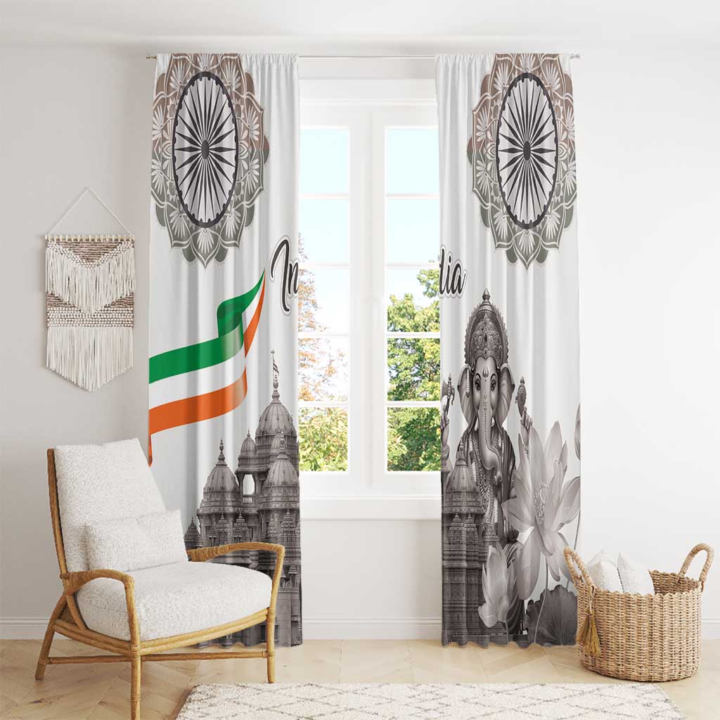 India Ganesha and Akshardham Window Curtain Lord Ganpati Lotus Flag Style - Wonder Print Shop