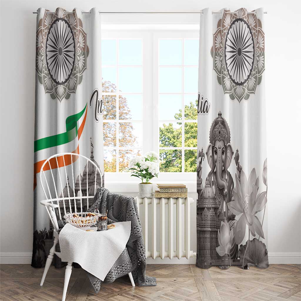 India Ganesha and Akshardham Window Curtain Lord Ganpati Lotus Flag Style - Wonder Print Shop