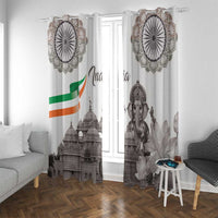 India Ganesha and Akshardham Window Curtain Lord Ganpati Lotus Flag Style - Wonder Print Shop