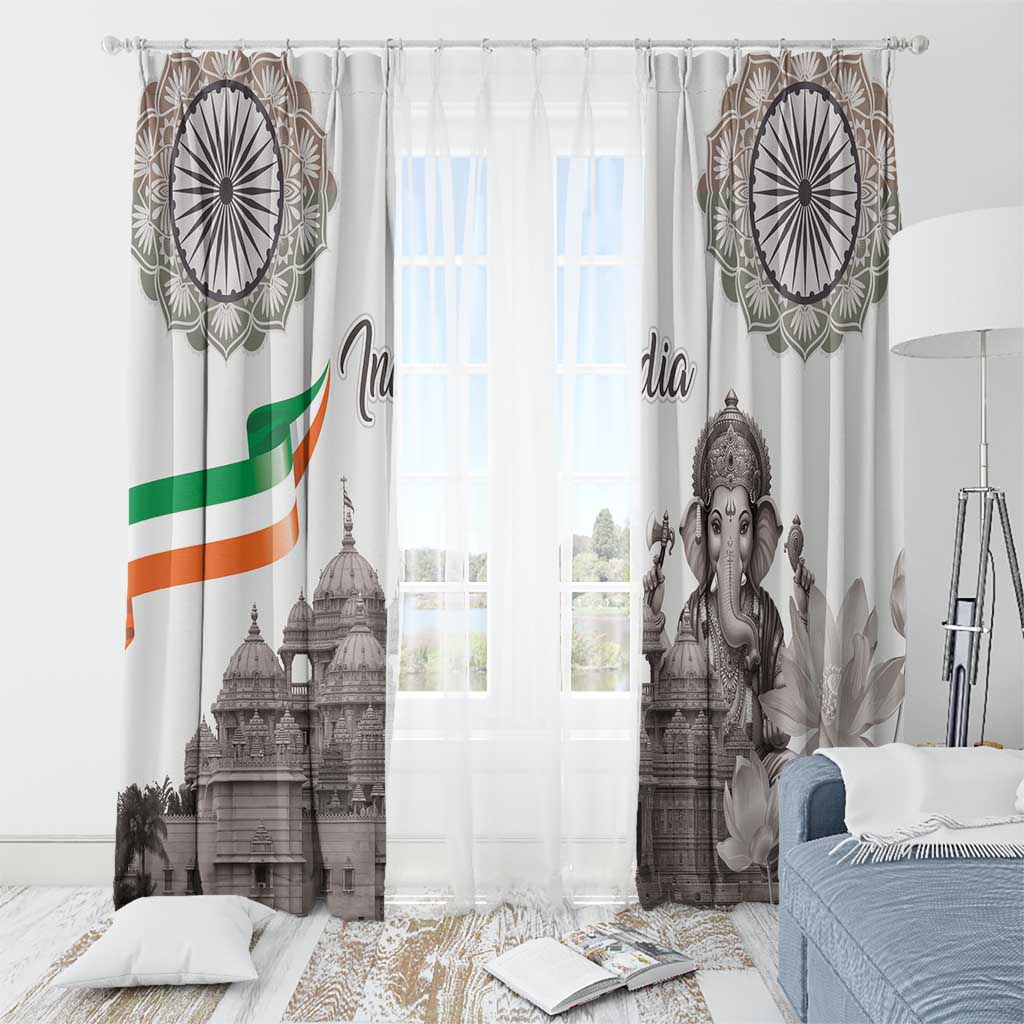 India Ganesha and Akshardham Window Curtain Lord Ganpati Lotus Flag Style - Wonder Print Shop