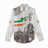 India Ganesha and Akshardham Women Casual Shirt Lord Ganpati Lotus Flag Style - Wonder Print Shop