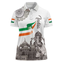 India Ganesha and Akshardham Women Polo Shirt Lord Ganpati Lotus Flag Style - Wonder Print Shop