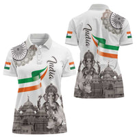 India Ganesha and Akshardham Women Polo Shirt Lord Ganpati Lotus Flag Style - Wonder Print Shop