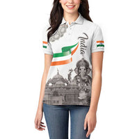 India Ganesha and Akshardham Women Polo Shirt Lord Ganpati Lotus Flag Style - Wonder Print Shop