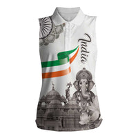 India Ganesha and Akshardham Women Sleeveless Polo Shirt Lord Ganpati Lotus Flag Style - Wonder Print Shop