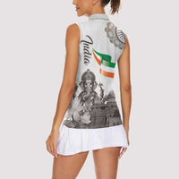 India Ganesha and Akshardham Women Sleeveless Polo Shirt Lord Ganpati Lotus Flag Style - Wonder Print Shop