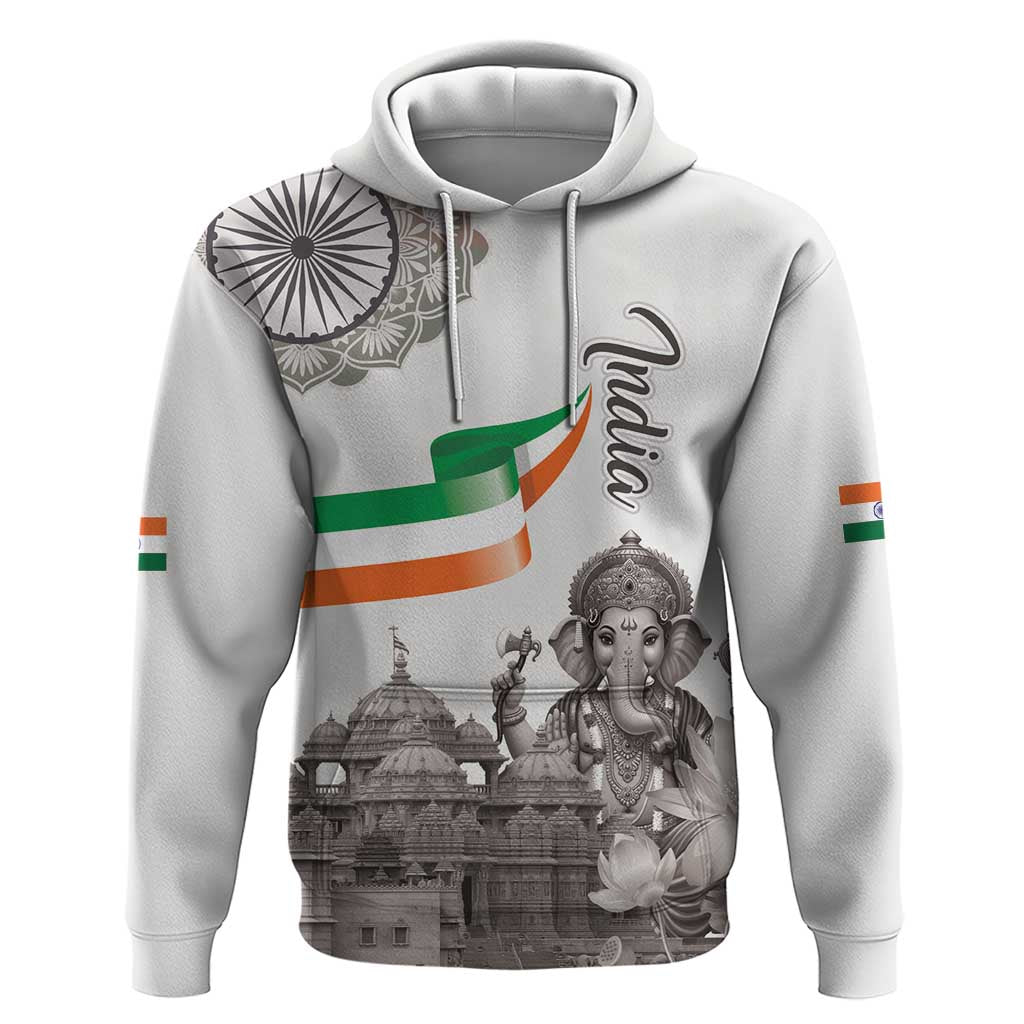 India Ganesha and Akshardham Zip Hoodie Lord Ganpati Lotus Flag Style - Wonder Print Shop