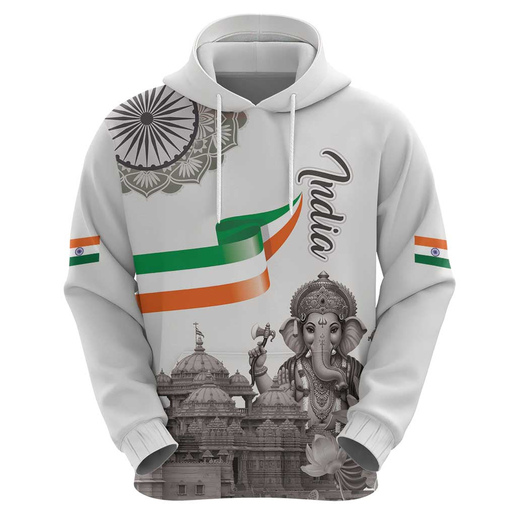 India Ganesha and Akshardham Zip Hoodie Lord Ganpati Lotus Flag Style - Wonder Print Shop