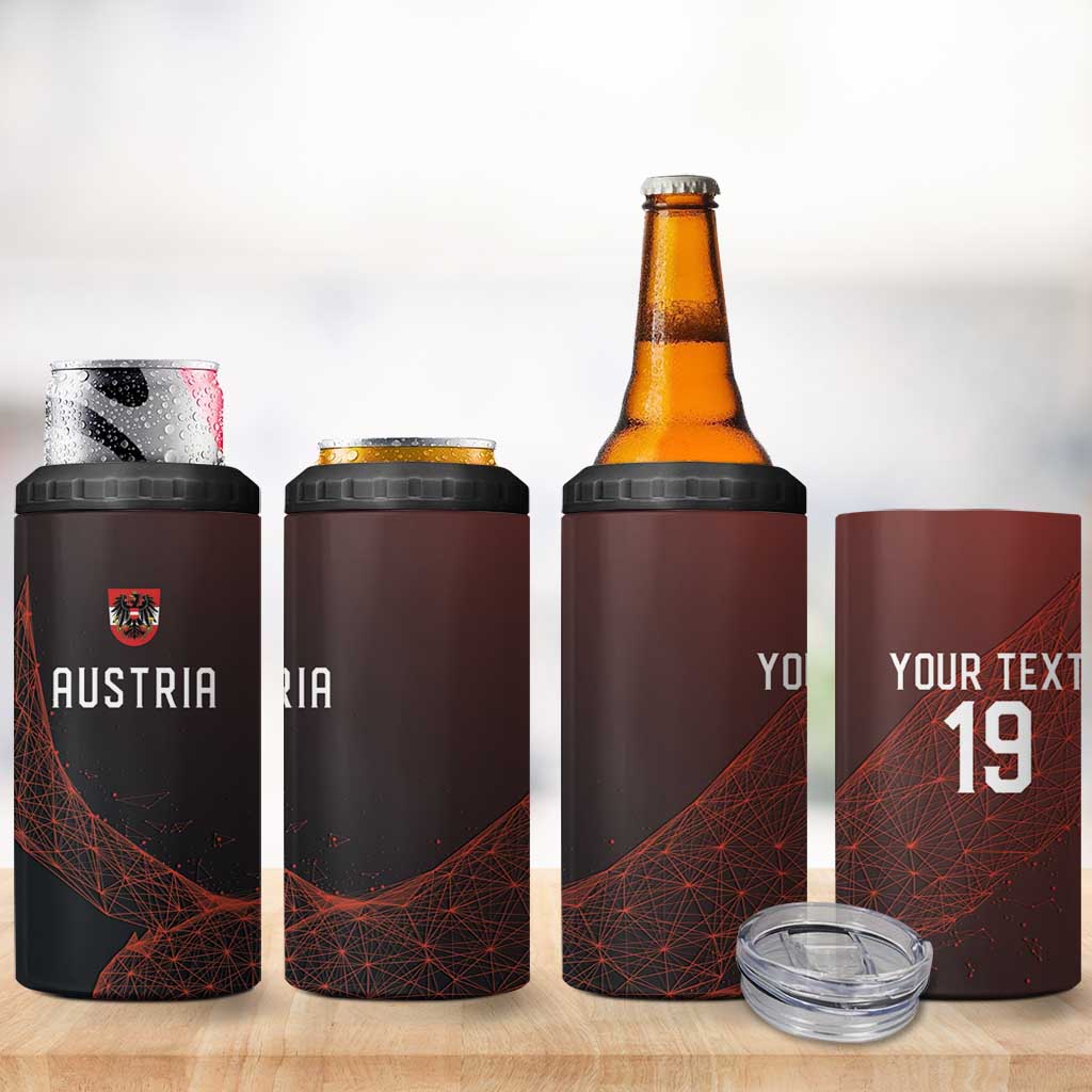 Custom World Football 2026 Austria 4 in 1 Can Cooler Tumbler Das Team Go Champions Red Version