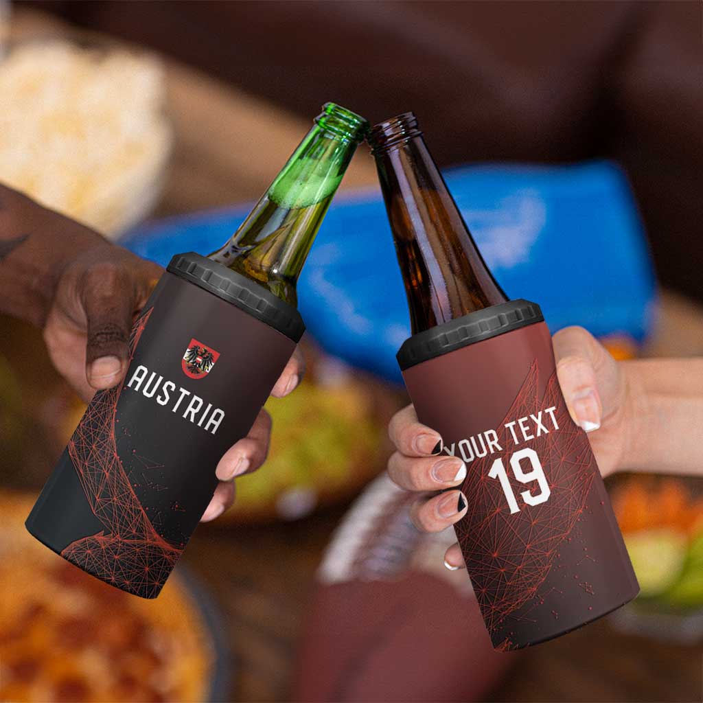 Custom World Football 2026 Austria 4 in 1 Can Cooler Tumbler Das Team Go Champions Red Version