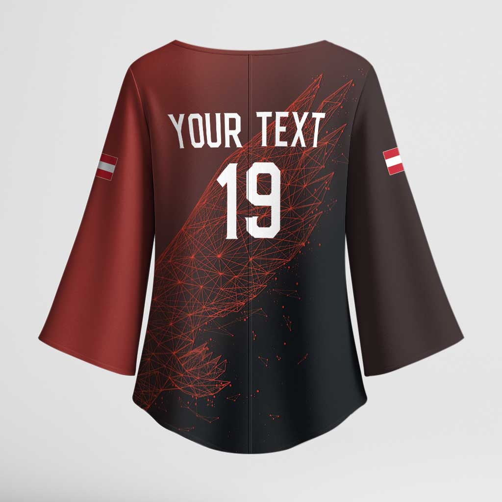 Custom World Football 2026 Austria Kimono Sleeve Blouse Das Team Go Champions Red Version