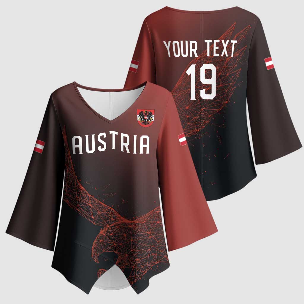 Custom World Football 2026 Austria Kimono Sleeve Blouse Das Team Go Champions Red Version