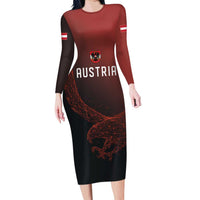 Custom World Football 2026 Austria Long Sleeve Bodycon Dress Das Team Go Champions Red Version
